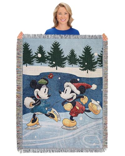 Northwest Mickey Mouse Woven Tapestry Throw Blanket, 48" x 60", Winter Skate - color: Winter Skate