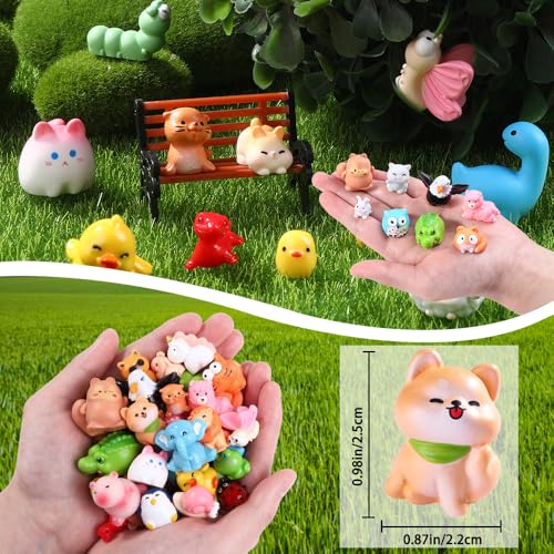 DIYDEC 50pcs Mini Resin Animal 50 Styles Tiny Resin Animals Miniature to Hide Little Small Animal Figures Bulk for Holiday Party Favors Bag Fillers Garden Dollhouse Crafts Decor