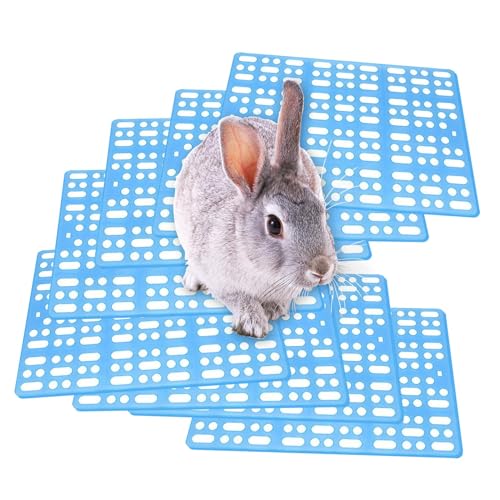 Hamiledyi 8 Pcs Rabbit Cage Mats Small Animal Plastic Feet Pads Floor Mat for Pet Cats Dogs Bunny Hamster Rat Chinchilla Guinea Pig(Blue)