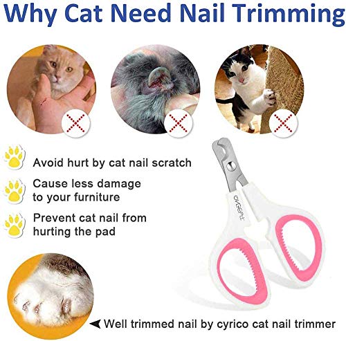 Pet Nail Clippers, Update Version Cat & Kitten Claw Nail Clippers for Trimming, Professional Pet Nail Clippers Best for a Cat, Puppy,Rabbit, Kitten & Small Dog,Sharp & Safe (Pink) - color: Pink