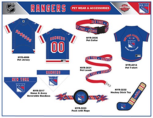 Pets First NHL New York Rangers Stick Toy for Dogs & Cats. Play Hockey with Your Pet with This Licensed Dog Tough Toy Reward!, 16 inches Long - color: New York Rangers, style: NHL Dog Tug Toy