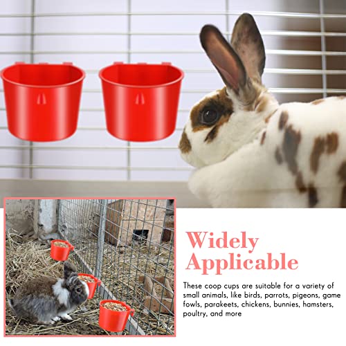 Sumind 60 Pcs Cage Cups Chicken Feeder Birds Hanging Feeders Seed Bowl 8 oz Plastic Water Bowl Hanging Chicken Waterer Feeding Watering Dish Coop Cups for Parrot Parakeet Poultry(Red) - color: Red