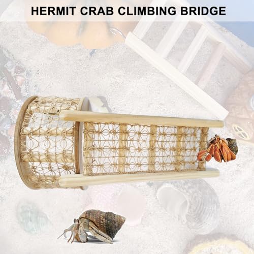 Hermit Crab Climbing Straight Ladder Wooden and Rope Hermit Crab Climbing Wall Hermit Crab Climbing Toys Small Animal Cage Accessories for Bird Parrot Lizard Chameleon Reptile - style: Straight Ladder