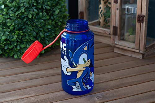 Sonic The Hedgehog Plastic Water Bottle - Reusable 32oz Travel Tumbler Drink Holder With Leak/Spill-Proof Lid - Great For School, Sports, Backpack, Lunchbox, Birthday Party Favors - From Just Funky!