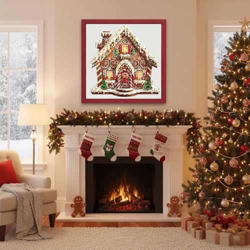 Wooden Puzzles Adults, Christmas Gingerbread House Wooden Puzzles 100 Pieces, Unique Animal Shaped Wood Challenging Jigsaw Puzzles Gifts for Adults, 8.4x8.3in - color: Christmas Gingerbread House, size: Small