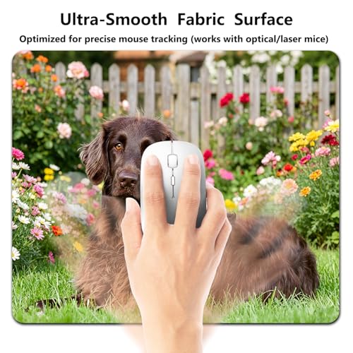 Adorable Fluffy Brown Retriever Mouse Pad, Chocolate Garden Pup Desk Mat | 9.5"x 7.9", Colorful Summer Flowers Garden Scenery, Cute Smooth & Anti-Slip Mousepad - color: Colorful Design Wknoon-Art 14