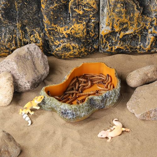 IBWell 7 Inch Reptile Food Dish Escape Proof Reptile Feeding Dish Resin Reptile Water Food Bowl for Bearded Dragon Chameleon Frog Snake Turtle Leopard Gecko - size: 7"