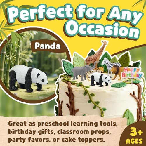 Safari Animal Figurines Set for Kids, 10 Piece Realistic Wild Zoo Animals Collection with Elephant, Lion, Tiger, Giraffe, Educational Toys for Toddlers Boys Girls - style: 10-PC Safari Animal Figures Set