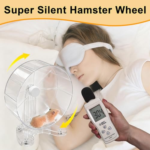 Hamster Wheel, 8.7" Super-Silent Exercise Wheels, Dual-Bearings Quiet Spinner Running Wheels, 3 Installation Methods, Fits Any Hamster Cage, Hamsters Toy for Dwarf Hamsters, Gerbils, and Small Pets. - color: Transparent, size: Large