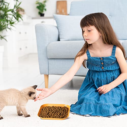 8Pcs Whisker Fatigue Free Cat Bowls, 6 inch Cat Food Bowl, Wheat Straw Cats Dishes, Pet Plate for Kittens and Short Legged Cats - color: 8 Pcs Square - 4 Color