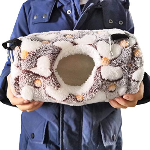 Litewoo Sugar Glider Sleeping Pouch Small Animal Hammock Bed Nest, Coffee | 7.8x5.1in, soft flannel cotton, warm washable , cute speckled pattern, winter nest for hamster/rat/guinea pig/chinchilla - color: Coffee