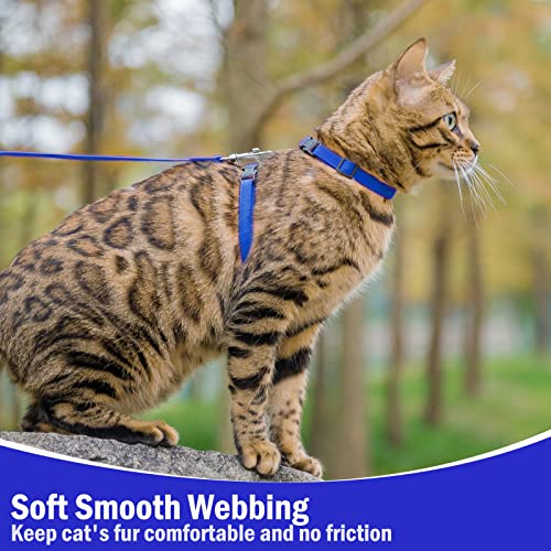 PUPTECK Adjustable Cat Harness and Leash Set Escape Proof Kitten Strap Collar for Walking Travel, Blue - color: Navy Blue, size: Small