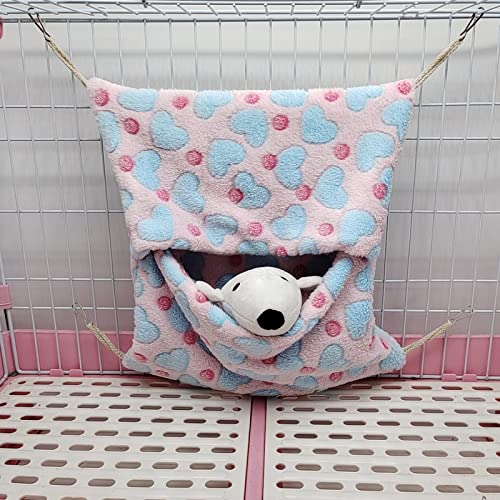 ISMARTEN Small Animal Hanging Hammock, Pet Hanging Nap Sack Sleep Bag Bed, Cage Hammock Beds for Ferret Guinea-Pig Sugar Glider Hamster Rat Mice Chinchilla Flying Gerbil and Squirrel (Pink) - color: Pink