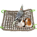 16 x 12 Inches Bird Seagrass Mat, Natural Seagrass Woven Net, Bird Hammock Mat with Hooks, Bird Cage Accessories, Climbing Rope Ladder Chew Toys for Cockatiel Hamster Guinea Pig Rats Hamster Parakeet - size: 16 x 12 Inches