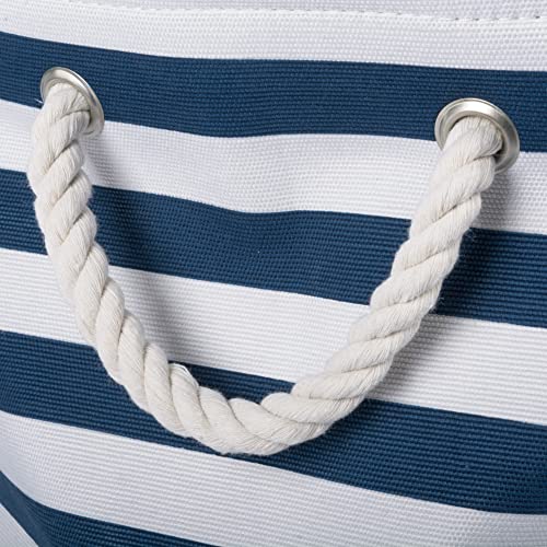 Bone Dry Pet Storage Collection Striped Paw Patch Bin, Small Round, Navy - color: Navy, size: Small Round