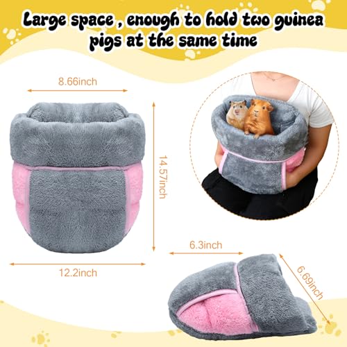 2 Pcs Guinea Pig Hideouts Guinea Pig Bed, Gray, Pink, Plain | Guinea Pig Sack, Soft Plush, Washable Bedding Hideout for Small Pet, Nest Supplies, Cage Habitat Accessories - color: Gray, Pink