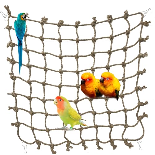 Parrot Climbing Net Jungle Fever Rope Small Animals Toys for Parakeets Lovebirds Finch Budgerigars Conure Cockatiel (M 16" x 16") - size: M 16" x 16"