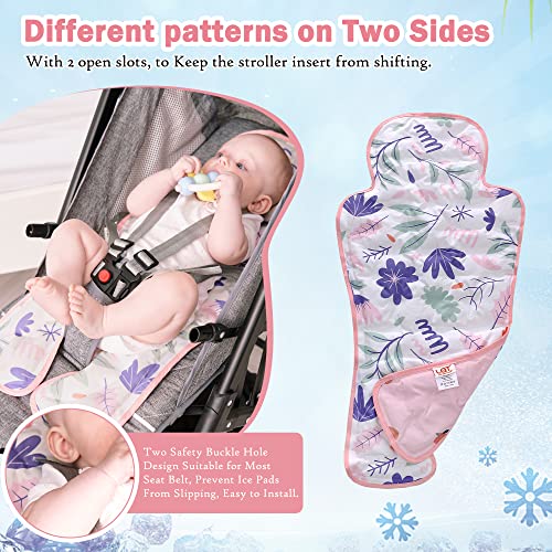 Gel Car Seat Cooler Pad,1 Pack Double Sides-Universal Baby Stroller Ice Cushion,Summer Cooling Seat Liner,Multifunctional Suitable for Baby Dining Chair,Child Safety Seat (Pink Flowers +Peach) - color: Pink Flowers +Peach