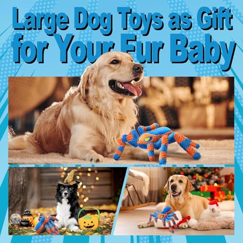 LEGEND SANDY Squeaky Dog Toys- Plush Dog Toys with Soft Fabric for Small, Medium, and Large Dogs Daily Companionship, Training Reward Gift | Puppy Chew Toys for Teething, Daily Companionship, Training Reward Gift - color: Blue Spider