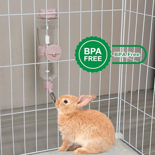 VANNON 17oz Small Animal Water Dispenser for Crate, Parrots Water Bottle for Cage, Chewproof Pet Water Bottle for Rabbits, Guinea Pigs, Ferrets, Chinchillas and Other Small Rodents, Top Fill, Pink - color: Pink