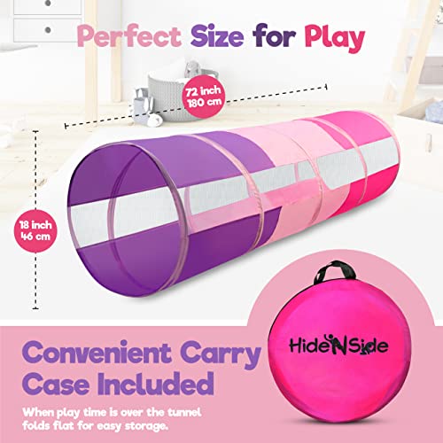 6ft Crawl Through Play Tunnel Toy, Pop up Tunnel for Kids Toddlers Dogs Babies Infants & Children Gift Indoor & Outdoor Action Toy Tunnel - size: 6 Foot Pink