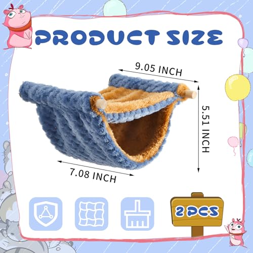 2 Pcs Winter Warm Rat Hammock Double Layer Pet Ferret Hammock Hanging Soft Plush Guinea Pig Bunk Bed for Cage Sleep Chinchilla Squirrel Hamster Mice Birds Small Animals Hideaway Hideout