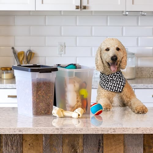 IRIS USA Dog Food Storage Container, 2-Pack, Up to 10 lbs, Black | Made in USA, Stacklable Design, Airtight Seal, BPA-Free, Bird Seed, Cat food, Treats, Multi-Pet Use - color: Black, size: 10 lbs - 2 Pack