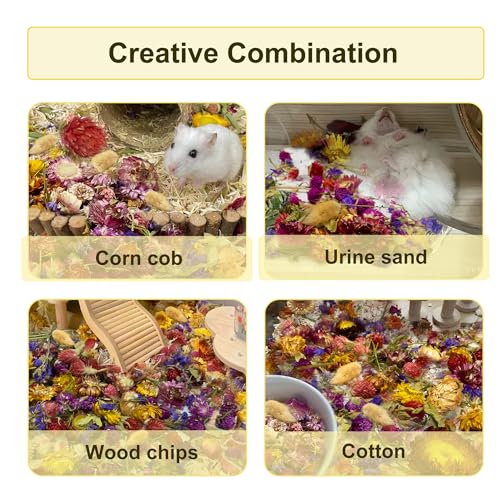 200G Hamster Bedding，Natural Flowers & Herbs Odor Control Dwarf Hamster Bedding Gerbil Bedding Robo Hamster Bedding Katy Hamster Bedding Hamster Habitat Decor Hamster Forage