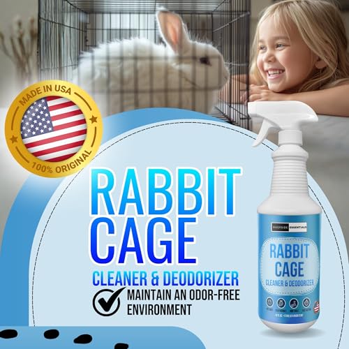 Rabbit Cage Odor Eliminator & Cleaner Spray, 32oz – Made in USA | Targets tough urine, ammonia and bedding odors; fast-drying, non-toxic formula for bunny cages and habitats.