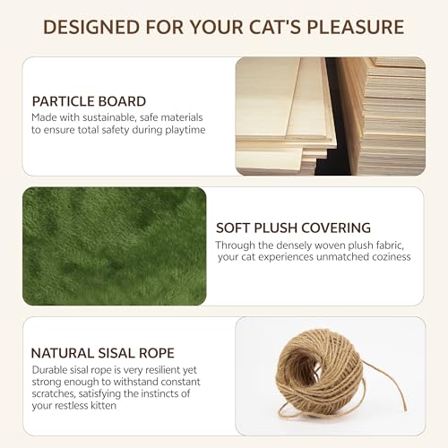 13-in-1 Cat Wall Shelves, Moon & Bridge Cat Wall Furniture, Green | Wall Mounted Cats Shelf Set with Plush Fabric, Cat Climbing Systems for 16 Inch Drywall, Condo, Scratching Post, Space-Saving - color: Green, size: 13-in-1