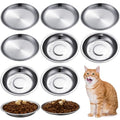 8 Pieces Stainless Steel Cat Bowls 5.5 Inch Wide Flat Cat Dish Small Plate for Kittens Ferrets Wet and Dry Food