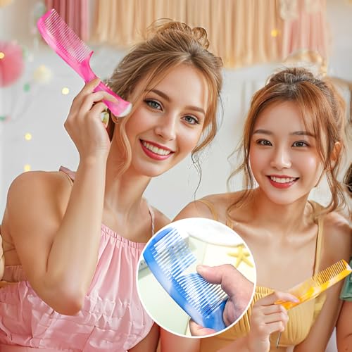 Hair Comb Set - Green, Wide-Tooth, Fine-Tooth, Rat Tail, and Dual Comb for Men and Women - color: green