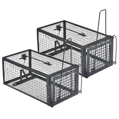 Gingbau 2-Pack Chipmunk Rat Traps Humane Live Mouse Trap Cages - color: Black (2-Pack)