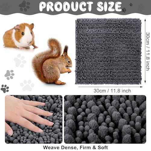 4 Pcs Guinea Pig Cage Liner 12 x 12 Inch Washable Shaggy Chenille Pee Pads Pet Dog Cat Bedding Training Mat Reusable for Small Animals Puppy Bunny Hamster Chinchilla - color: Dark Gray, size: 12 x 12 Inch, style: Shaggy Chenille