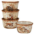 Pine Forest 22 oz. Ceramic Dessert & Ice Cream Bowls, Set of 4 – Fall Woodland Wildlife Serving Bowls for Snacks, Cereal, Soup, Autumn Decor, Entertaining, Thanksgiving or Gifting - size: 5.5 inches (width) x 3 inches (height)