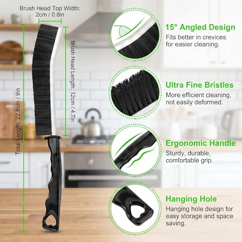 New Hard Bristle Crevice Cleaning Brushes Multifunctional Thin Gap Scrub Brush Small Deep Cleaning Tools Cleaner Supplies for Floors Bathroom Home Kitchen Windows Corner Sink Toilets Grout Tile 4 Pack