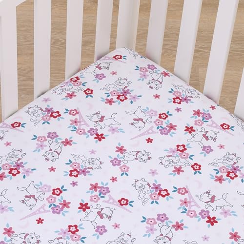 Disney Aristocats Pink, White, and Teal, Marie Super Soft Nursery Fitted Crib Sheet - color: Aristocats Pink, White, and Teal, size: Crib