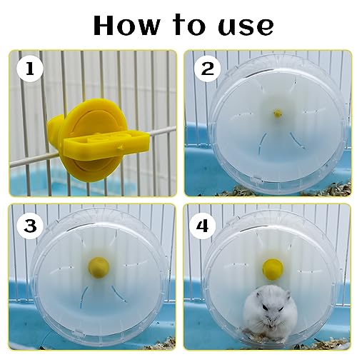 WishLotus Hamster Running Wheel, Silent Jogging Exercise Toy Hamsters Cage Accessory for Drawf Hamster Golden Silk Shih Tzu Bear (Clear) - color: Clear,12cm
