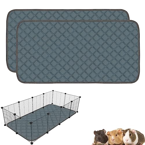 2 Pack Washable Guinea Pig Cage Liners for C&C 2x4 Habitat Guinea Pig Bedding Super Absorbent | Waterproof | Non Slip| Reusable Guinea Pig Pee Pads for Small Animals Cages - 57.1" x 27.6" - color: Dark Grey, size: 57" x 28" (2 Pack)
