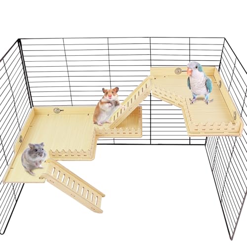 Hamster Wooden Platform,Chinchilla Cage Accessories,Hamster Ladder,Wooden Platform Jumping Board Climbing Ladder for Small Animal & Chinchilla, Guinea Pig, Hamster, Rat Cage