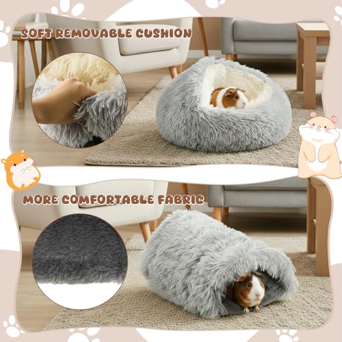 2 Pack Guinea Pig Hideout Bed with Tunnel, Large Soft Plush Cozy House, Washable Hideaway for Guinea Pigs and Small Animals(Style 2) - style: Style 2