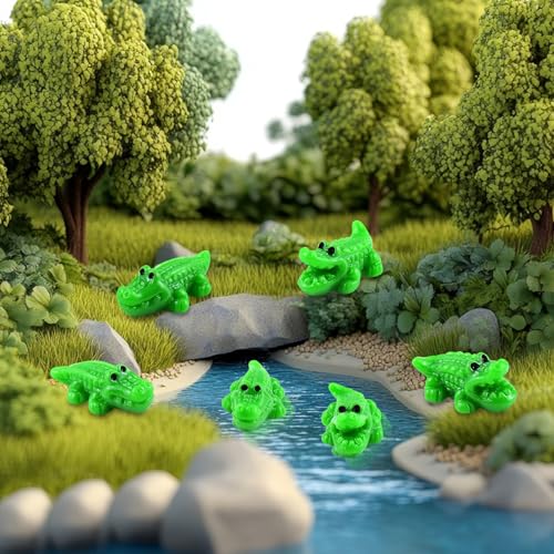 60 Pieces Mini Crocodile Animals Tiny Resin Animals for Dollhouse Fairy Garden Landscape Aquarium Party Decorations - style: Crocodile