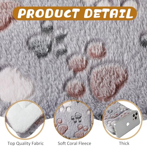 4 Pack Ultra Soft Dog Cat Bed Mat Small Animal Guinea Pig Bed with Cute Print Reversible Fleece Dog Crate Kennel Pad Cozy Washable Thickened Hamster Pet Beds Mat(13 x 19 Inches,Light Gray) - color: Light Gray, size: 13 x 19 Inches