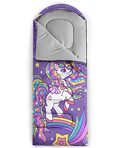 QOOMO Camping Sleeping Bags,3 Season Warm & Cool Weather,Lightweight,Waterproof Sleeping Bags for Adults & Kids,Traveling,and Outdoors,Camping Gear Equipment - color: Unicorn 7