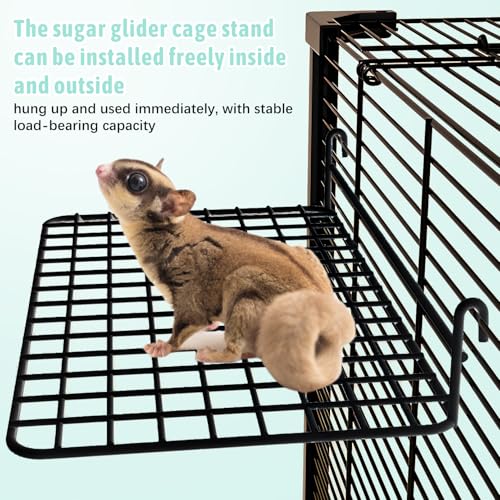 BNOSDM 4 PCS Sugar Glider Toy Stainless Steel Platform Squirrel Perch with Climbing Ladder Small Animals Cage Accessories for Guinea Pig, Chinchillas, Gerbils, Mice, Rats, Mouse - color: Black