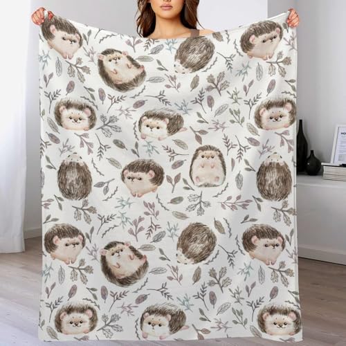 Cute Hedgehog Blanket Super Soft Cozy Throw Blanket, Lightweight Fuzzy Comfy Flannel Warm Plush for Couch, Sofa, Bed Travel and Camping Gifts 60"x50" - color: Cute Hedgehog, size: 60"x50"