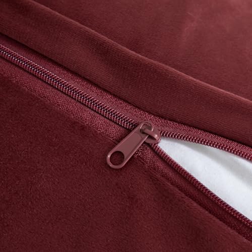 Yaertun Set of 2 Decorative Throw Pillow Covers Thick Plush Wool Throw Pillows Super Soft Luxury Faux Rabbit Fur Velvet Cushion Covers for Couch Sofa Bed Living Room 16x16 Inch Burgundy - color: Burgundy, size: 16" x 16" (Pack of 2)