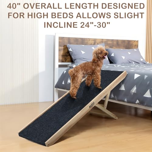 Foldable Dog Ramp for Bed, 4 Adjustable Portable Pet Ramps, 40" Long Pet Ramp for Small Dogs, for High Beds, Dog Step for Large Dogs Stairs for Car, Couch - size: 40 Inch Long