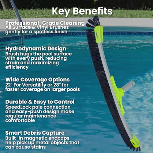 OREQ Corporation 22"/28" Animal Pro Pool Brush | Heavy-Duty All Surface & Vinyl Brush | Professional Pool Wall & Floor Cleaning Tool (22") - size: 22"
