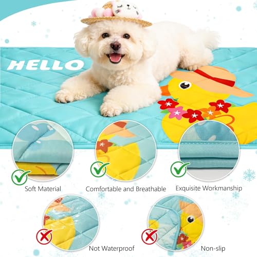 Pet Summer Cooling Blanket - 22.8" x 35.0" Double-Sided Mat Dog Puppy Self ice Cat Pad Bed Cover for Home Outdoor Sofa Sleeping Washable Portable Lightweight Small Medium Large (Blue Duck, S) - color: Blue Duck